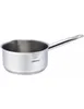 A stainless steel saucepan with a single handle is shown against a white background. Voir les images du produit