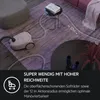 A vacuum cleaner on a rug, with text overlay highlighting its features. Produktbild-Vorschau
