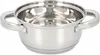 A stainless steel cooking pot with two handles is shown from a front-facing, slightly elevated angle against a white background. Measurement markings are visible inside the pot. Náhled obrázku produktu