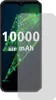 A smartphone screen displaying a battery icon and text indicating a 10000 mAh battery capacity, with a transparent screen protector placed over it. Podgląd zdjęcia produktu