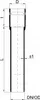 A technical drawing of a pipe fitting with dimensions labeled. Produktbild-Vorschau
