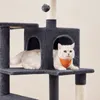 Katzenkratzbaum mit Hängematte, 143 cm, Cat Tree, Rauchgrau Produktbild-Vorschau 6