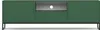 A green TV lowboard with a central open shelf and a drawer below, set against a white background. Produktbild-Vorschau
