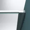 A close-up view of the corner of a shower door frame, showing the metallic finish and glass. Produktbild-Vorschau