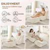 Relaxsessel mit Fußhocker Beige Teddyfell – Weiches Lazy Produktbild-Vorschau 3