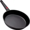 A black frying pan with a red accent on the handle, presented on a white background. Produktbild-Vorschau