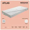 A cutaway view of a mattress showing its internal layers, with descriptive text and icons. Produktbild-Vorschau