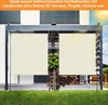 A modern pergola with two cream-colored vertical awnings extended, set against a house and a sunny sky. Anteprima dell’immagine prodotto