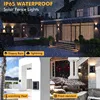 A collage of images showcasing solar fence lights in different weather conditions and settings. Produktbild-Vorschau