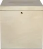A light-colored wooden box with a slot on top and a small lock on the front. Produktbild-Vorschau