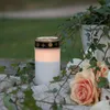 LED Grablicht - Grabkerze - gelbe LED - H: 12cm - Timer - outdoor - weiß mit Deckel Produktbild-Vorschau
