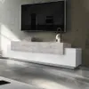 Fernsehtisch im Designstil mit 3 Fächern in Weiß und Produktbild-Vorschau 1