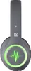A close-up, top-down view of a gray headphone with a green illuminated equalizer graphic on the ear cup. Náhľad obrázku produktu