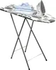 An ironing board with folded shirts and an iron on it. Podgląd zdjęcia produktu