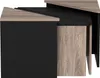 A set of three triangular nesting tables with black and wood-tone finishes. Produktbild-Vorschau