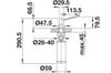 A technical drawing with dimensions of a soap dispenser. Produktbild-Vorschau