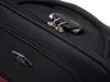A close-up view of a black suitcase, focusing on the zipper and a metallic logo. Podgląd zdjęcia produktu