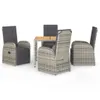 vidaXL 5-tlg. Garten-Essgruppe mit Kissen Grau Poly Rattan Produktbild-Vorschau 3