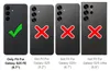 Four phone cases are shown, with checkmarks and crosses indicating compatibility. Voir les images du produit