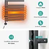 A product image showing a towel dryer with glowing heating elements and feature callouts. Anteprima dell’immagine prodotto