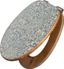 A toilet seat made of bamboo with a blue ornamental pattern. Produktbild-Vorschau