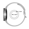 A smartwatch strap is shown attached to a smartwatch, with a circular graphic indicating size measurements. Produktbild-Vorschau