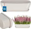 KOTARBAU® Keramický kvetináč s tanierom 40x13x13cm Biely Náhľad obrázku produktu 1