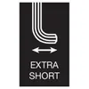 A black background with a white graphic illustrating an extra short L-shaped tool and text. Produktbild-Vorschau