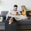 Relaxdays Beistelltisch mit Hocker, runder Couchtisch mit Produktbild-Vorschau 3