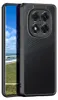 A black phone case with a textured wave pattern is shown on a black background. A portion of a smartphone screen is visible on the left side of the image. Produktbild-Vorschau