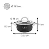 A diagram showing the dimensions of a pot with a lid. Náhled obrázku produktu