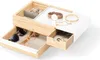 A jewelry box with multiple compartments and drawers, containing various accessories like sunglasses, glasses, a watch, and jewelry. Voir les images du produit