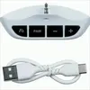 A white wireless audio adapter with buttons and a USB-C cable. Podgląd zdjęcia produktu