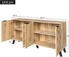 MODFU Buffet en Bois Naturel, 4 Portes, 160,5x35,5x78 cm, Voir les images du produit 4