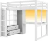 Lit mezzanine 140x200 cm avec bureau, armoire, 2 tiroirs, Voir les images du produit 10