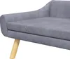 A close-up view of a gray pet sofa with wooden legs. Produktbild-Vorschau