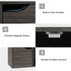 Collage of close-up images highlighting features of a gray wooden shelving unit. Náhľad obrázku produktu