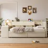 A beige daybed with storage and shelves is set up in a well-lit room, styled with a throw blanket and pillows. Anteprima dell’immagine prodotto