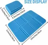 A size display of folded and unfolded blue foam cushions with dimensions indicated. Produktbild-Vorschau