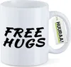 Huuraa Kaffeetasse Free Hugs Schriftzug 330ml Weiß Keramik Produktbild-Vorschau 1