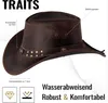 Buffalo Bill Herren Damen Western Cowboy Leder Hut in Braun Produktbild-Vorschau 2