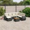 Design 8-tlg. Garten-Sofagarnitur mit Kissen Schwarz Poly Produktbild-Vorschau 1