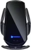 A black wireless car charger with a blue illuminated logo. Produktbild-Vorschau