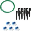 A collection of garden wire, stakes, and connectors arranged on a white background. Voir les images du produit
