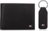 A black leather wallet and a black leather keychain with a silver ring are displayed side-by-side on a white background. Náhľad obrázku produktu