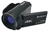 A black camcorder is shown from a diagonal angle, with its screen open. Podgląd zdjęcia produktu