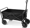 A black foldable wagon with a handle and wheels, shown against a white background. Produktbild-Vorschau