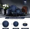 Homikit Set di stoviglie in gres da 18 pezzi Universe Blue, Anteprima dell’immagine prodotto 2