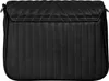 The back of a black quilted handbag with vertical stitching. Produktbild-Vorschau