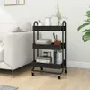 vidaXL 3-Etagen-Wagen Schwarz 43x34x79 cm Stahl Produktbild-Vorschau 2
